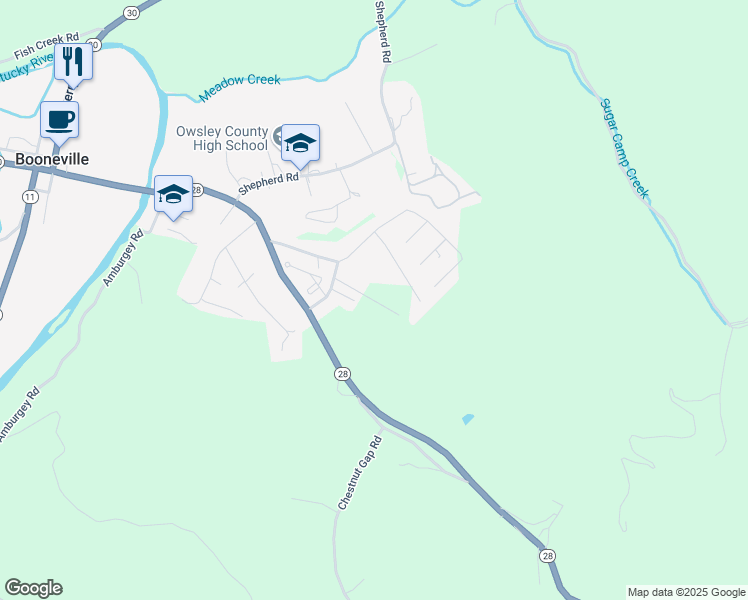 map of restaurants, bars, coffee shops, grocery stores, and more near 100 Booneville Homes Drive in Booneville