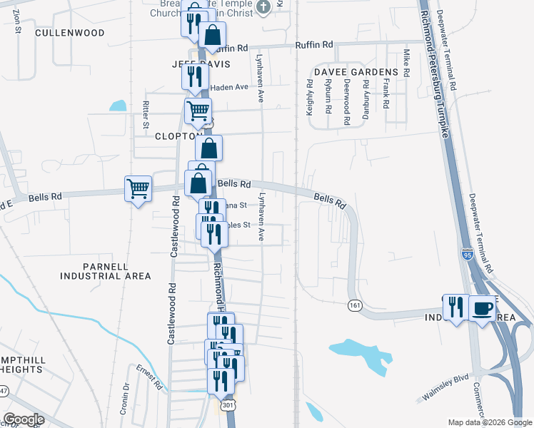 map of restaurants, bars, coffee shops, grocery stores, and more near 3906 Lynhaven Avenue in Richmond