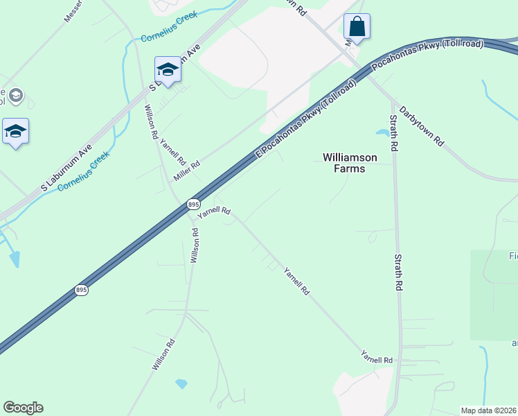 map of restaurants, bars, coffee shops, grocery stores, and more near 7081 Yarnell Court in Richmond