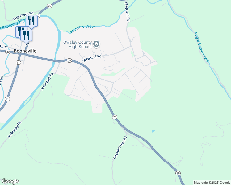 map of restaurants, bars, coffee shops, grocery stores, and more near Booneville Homes Drive in Booneville