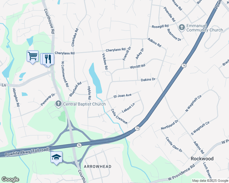 map of restaurants, bars, coffee shops, grocery stores, and more near 1404 Saint Joan Court in Chesterfield County