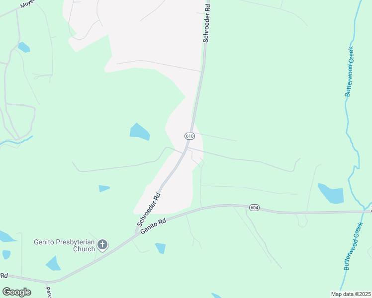 map of restaurants, bars, coffee shops, grocery stores, and more near 1024 Schroeder Road in Powhatan