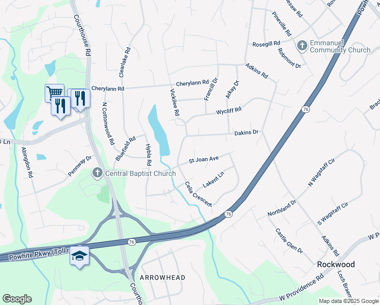 map of restaurants, bars, coffee shops, grocery stores, and more near 1404 Saint Joan Court in Chesterfield County