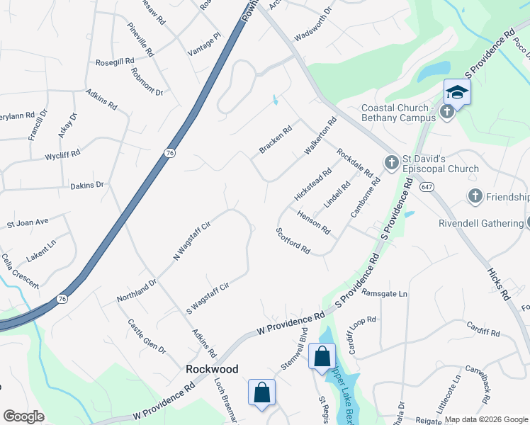 map of restaurants, bars, coffee shops, grocery stores, and more near 1921 Walkerton Court in Rockwood