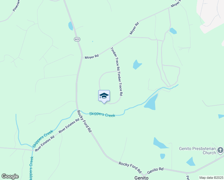 map of restaurants, bars, coffee shops, grocery stores, and more near 1111 Timber Trace Road in Powhatan