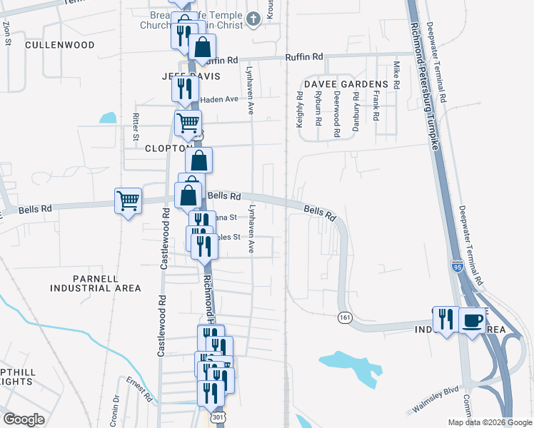 map of restaurants, bars, coffee shops, grocery stores, and more near 3906 Lynhaven Avenue in Richmond