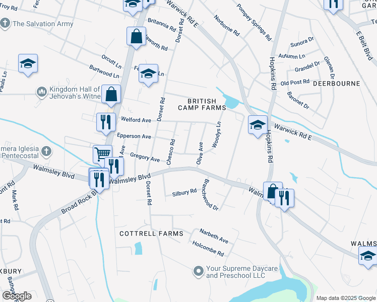 map of restaurants, bars, coffee shops, grocery stores, and more near 4218 Folsom Road in Richmond