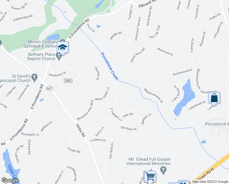map of restaurants, bars, coffee shops, grocery stores, and more near 2000 South Twilight Lane in Bon Air