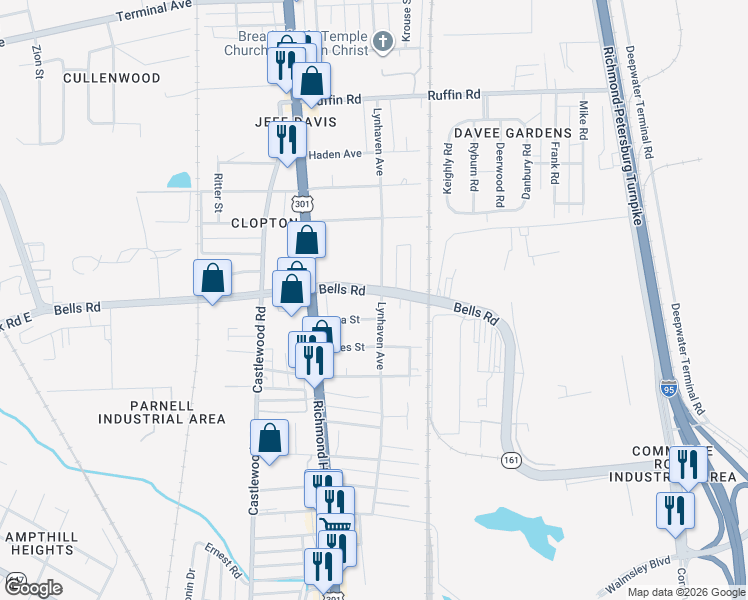 map of restaurants, bars, coffee shops, grocery stores, and more near 3730 Lynhaven Avenue in Richmond