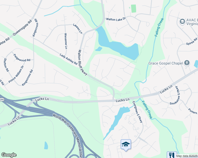 map of restaurants, bars, coffee shops, grocery stores, and more near 1106 Ashbrook Landing Road in Midlothian