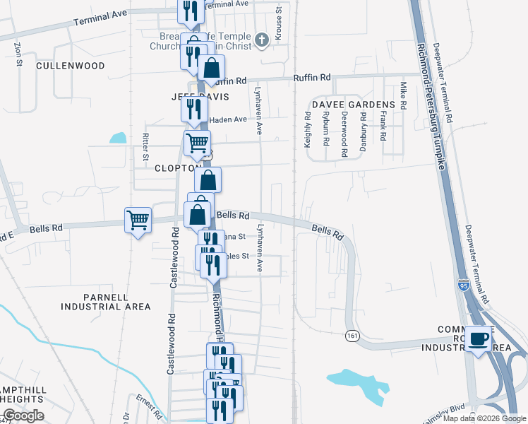 map of restaurants, bars, coffee shops, grocery stores, and more near 3730 Lynhaven Avenue in Richmond