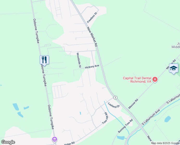 map of restaurants, bars, coffee shops, grocery stores, and more near 7025 Winthrop Street in Richmond