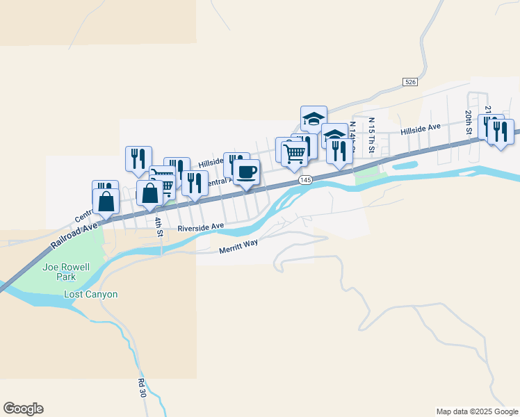 map of restaurants, bars, coffee shops, grocery stores, and more near 901 Riverside Avenue in Dolores