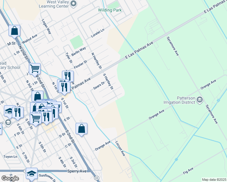 map of restaurants, bars, coffee shops, grocery stores, and more near South Hartley Street & Westfield Place in Patterson