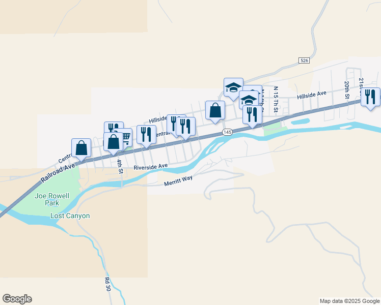 map of restaurants, bars, coffee shops, grocery stores, and more near 901 Riverside Avenue in Dolores