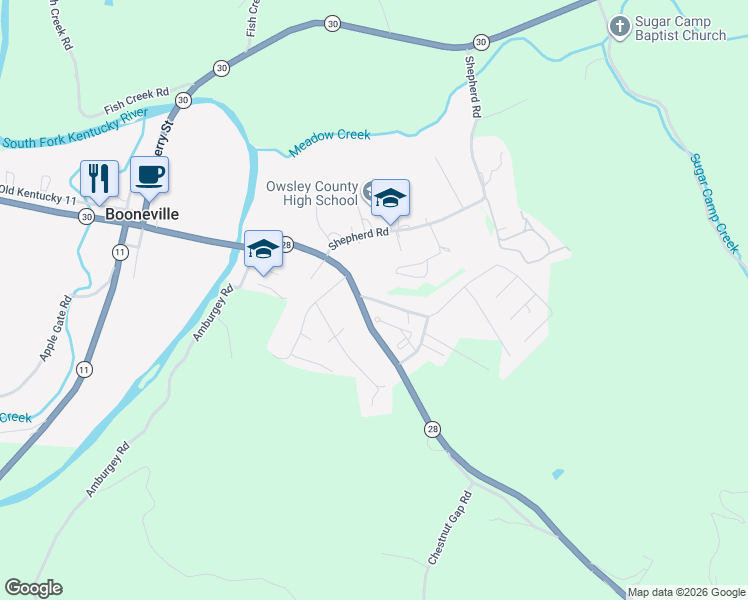 map of restaurants, bars, coffee shops, grocery stores, and more near 600 Kentucky 28 in Old Landing