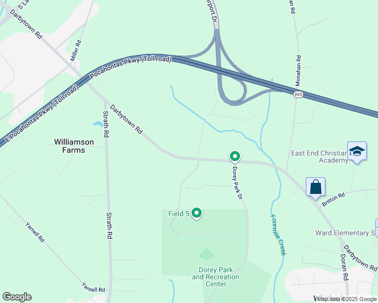 map of restaurants, bars, coffee shops, grocery stores, and more near 2880 Darbytown Road in Richmond