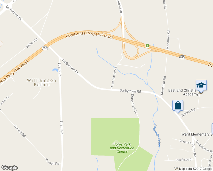 map of restaurants, bars, coffee shops, grocery stores, and more near 2880 Darbytown Road in Richmond