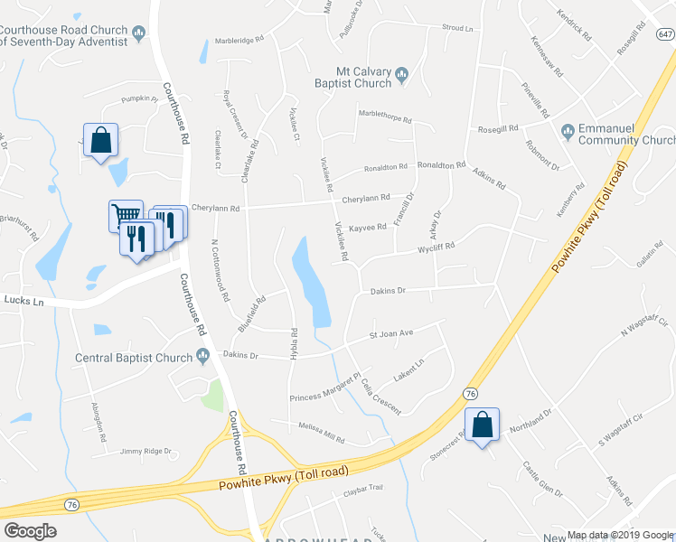 map of restaurants, bars, coffee shops, grocery stores, and more near 10309 Wycliff Road in Richmond