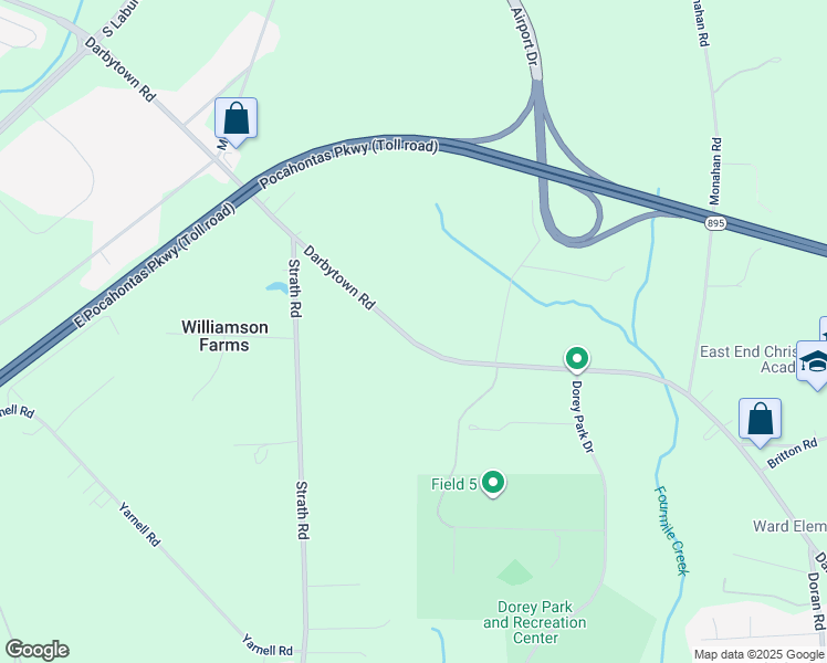 map of restaurants, bars, coffee shops, grocery stores, and more near 2800 Darbytown Road in Richmond