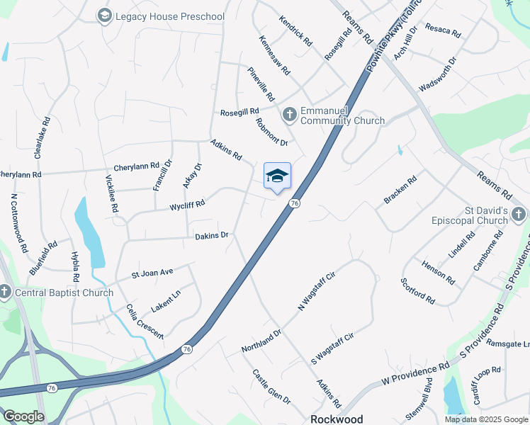 map of restaurants, bars, coffee shops, grocery stores, and more near 1213 Wycliff Court in Chesterfield County