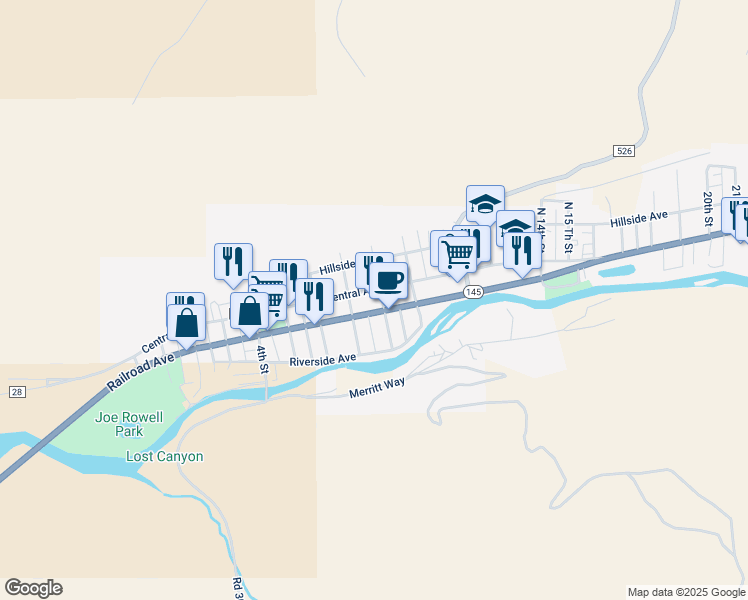 map of restaurants, bars, coffee shops, grocery stores, and more near 715 Railroad Avenue in Dolores