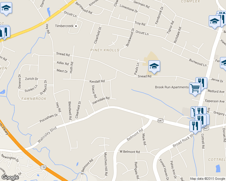 map of restaurants, bars, coffee shops, grocery stores, and more near 2803 McLeod Rd in Richmond