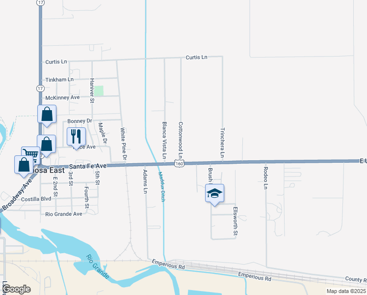 map of restaurants, bars, coffee shops, grocery stores, and more near 6926 Cottonwood Lane in Alamosa