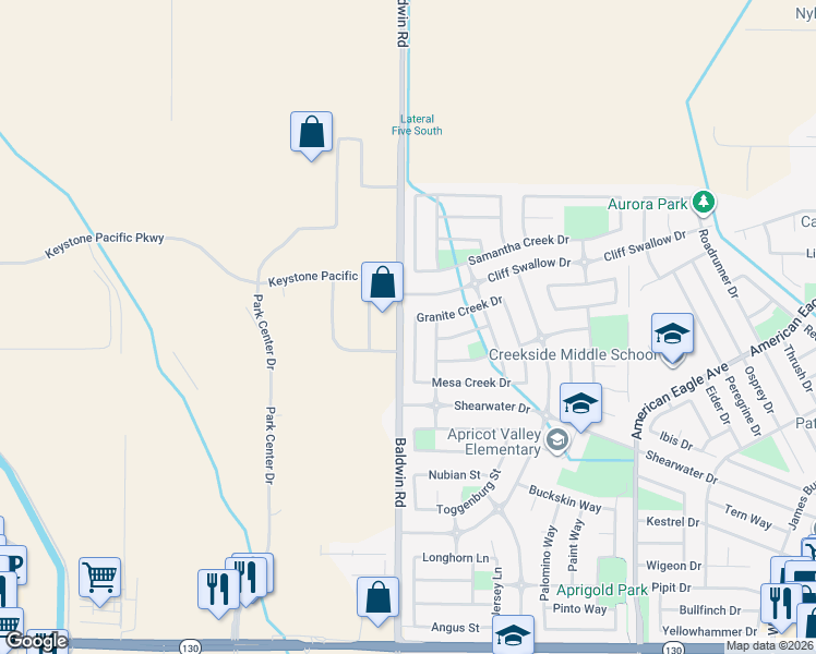 map of restaurants, bars, coffee shops, grocery stores, and more near 525 Baldwin Road in Patterson