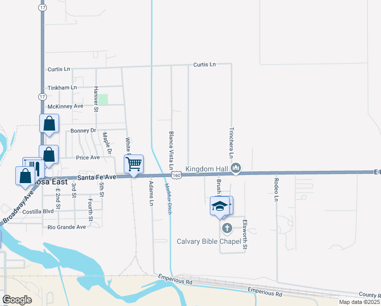 map of restaurants, bars, coffee shops, grocery stores, and more near 6926 Cottonwood Lane in Alamosa