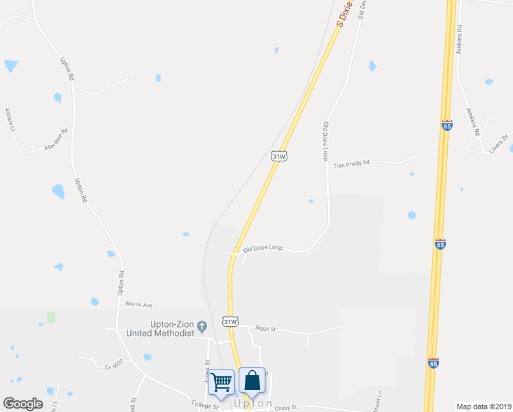 map of restaurants, bars, coffee shops, grocery stores, and more near 9807 Walnut Street in Upton