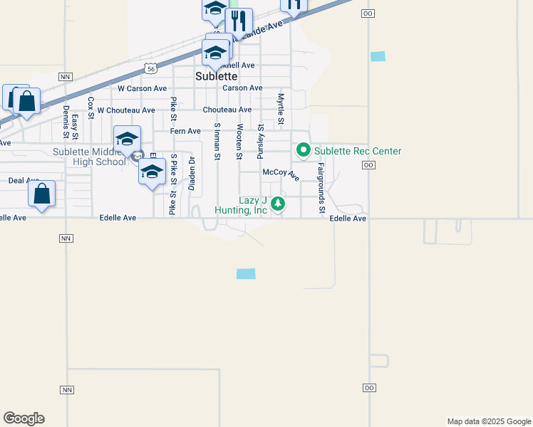 map of restaurants, bars, coffee shops, grocery stores, and more near 301-357 Edelle Avenue in Sublette