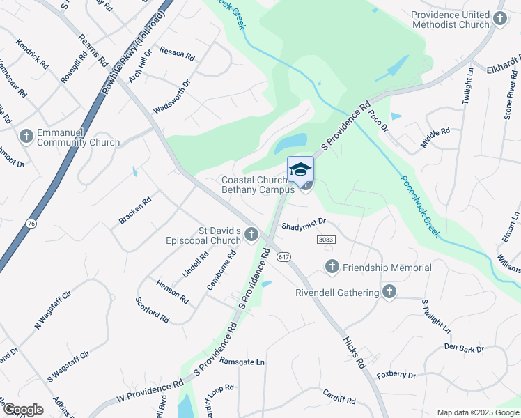 map of restaurants, bars, coffee shops, grocery stores, and more near 8816 Providence Ridge Court in Richmond