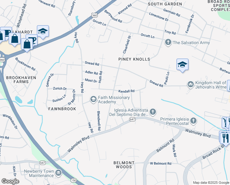 map of restaurants, bars, coffee shops, grocery stores, and more near 2701 Clearfield Street in Richmond