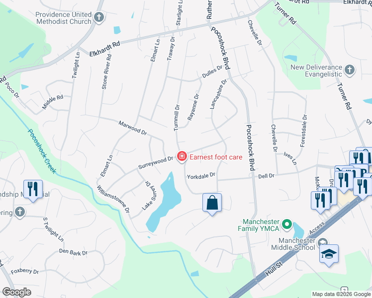 map of restaurants, bars, coffee shops, grocery stores, and more near 7816 Surreywood Drive in Richmond