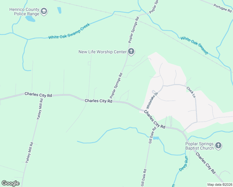 map of restaurants, bars, coffee shops, grocery stores, and more near 6880 Poplar Springs Road in Richmond