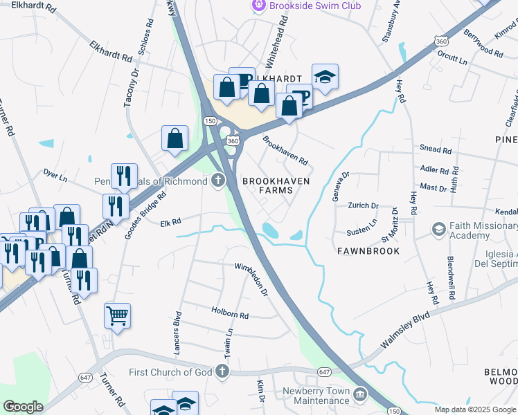 map of restaurants, bars, coffee shops, grocery stores, and more near in Richmond