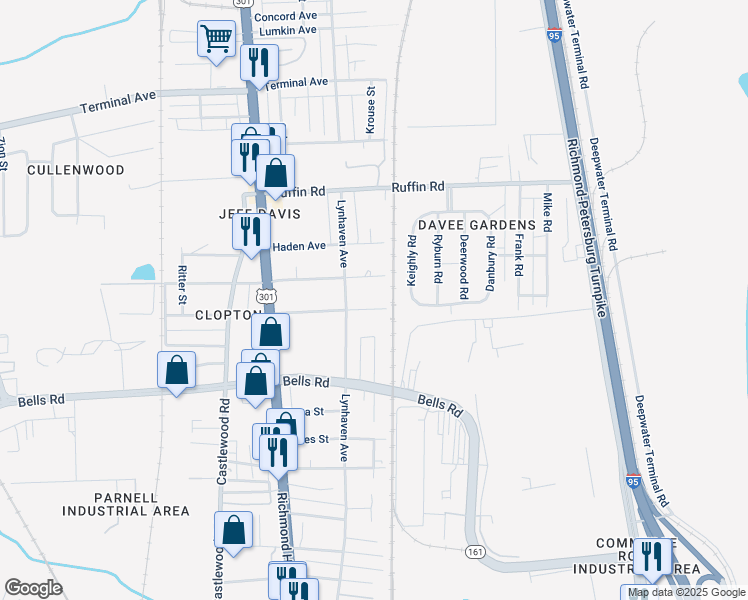 map of restaurants, bars, coffee shops, grocery stores, and more near 2407 Alexander Avenue in Richmond