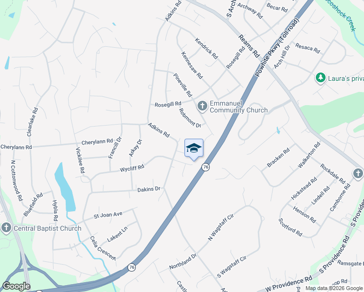 map of restaurants, bars, coffee shops, grocery stores, and more near 1101 Adkins Road in Richmond