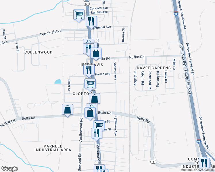 map of restaurants, bars, coffee shops, grocery stores, and more near 2508 Lamberts Avenue in Richmond