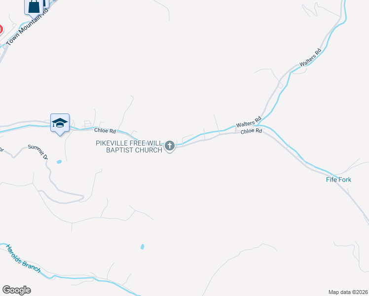 map of restaurants, bars, coffee shops, grocery stores, and more near 526 Chloe Road in Pikeville