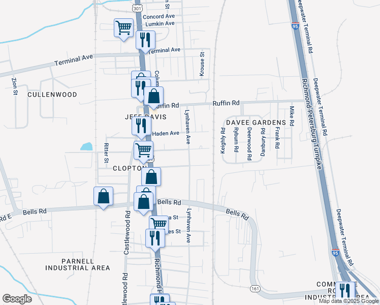 map of restaurants, bars, coffee shops, grocery stores, and more near 2418 Lamberts Avenue in Richmond