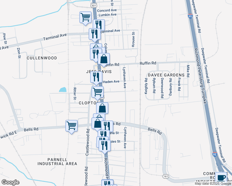 map of restaurants, bars, coffee shops, grocery stores, and more near 2508 Lamberts Avenue in Richmond