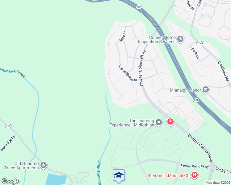 map of restaurants, bars, coffee shops, grocery stores, and more near 1512 Clemons Way in Midlothian