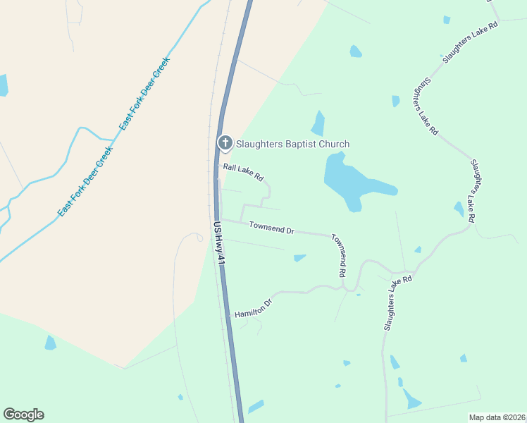 map of restaurants, bars, coffee shops, grocery stores, and more near 200-402 Townsend Drive in Slaughters