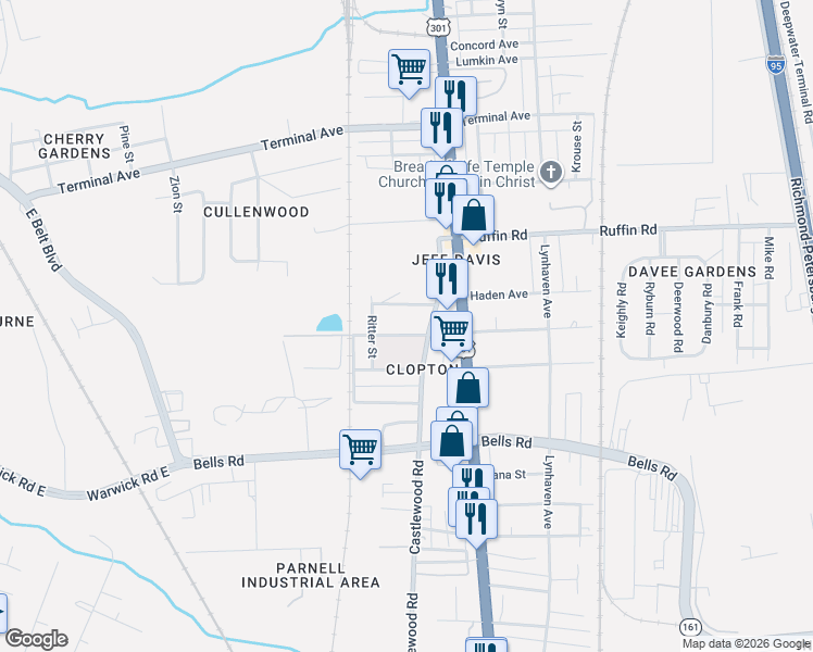 map of restaurants, bars, coffee shops, grocery stores, and more near 2717 A Alexander Avenue in Richmond