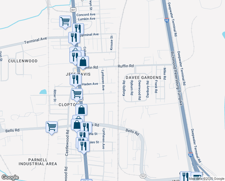 map of restaurants, bars, coffee shops, grocery stores, and more near 2405 Lamberts Avenue in Richmond