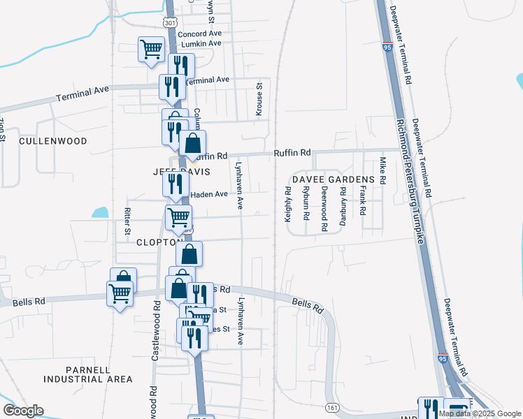 map of restaurants, bars, coffee shops, grocery stores, and more near 2405 Lamberts Avenue in Richmond