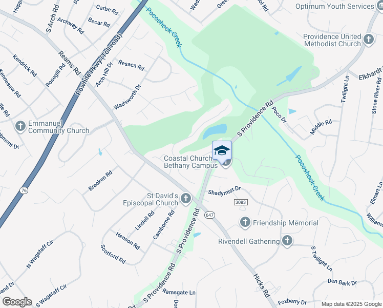 map of restaurants, bars, coffee shops, grocery stores, and more near 1505 Providence Knoll Drive in Richmond
