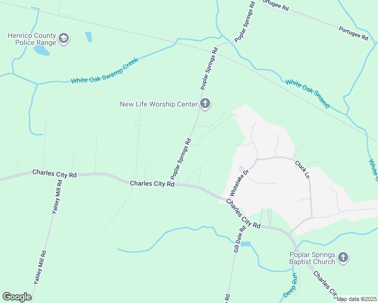 map of restaurants, bars, coffee shops, grocery stores, and more near 6847 Poplar Springs Road in Richmond